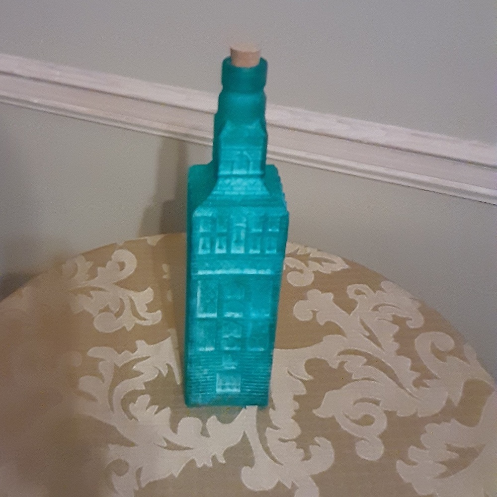 Frosted Teal Decorative Bottle Made in Spain